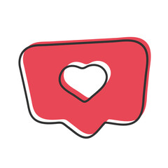 Emoticon heart on speech speech bubble icon design. Like sign icon