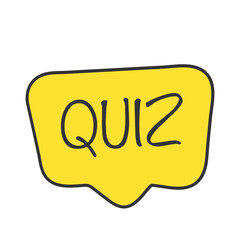 Quiz logo icon symbol, cartoon yellow bubble speech