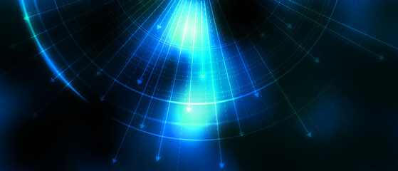 Dark tech abstract background with neon glow