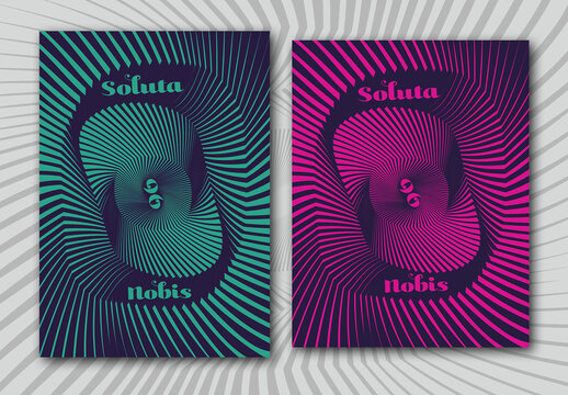 Abstract Poster Design Layout with Line Art Pattern