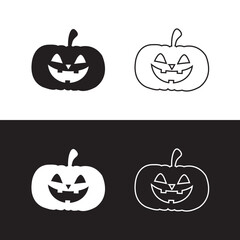 Black and White Pumpkin Icon set. Vector Illustration