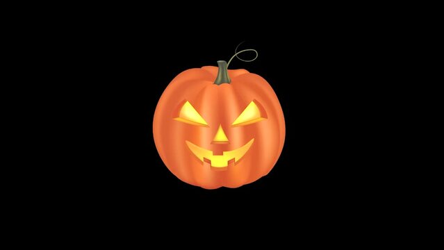 Halloween pumpkin on black background, animation