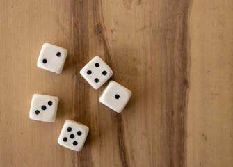 Numbered plastic pieces on a table.