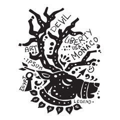 Fototapeta premium black and white deer tattoo