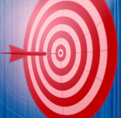 Illustration of an arrow in the center of a target - concept of success and goal achieved