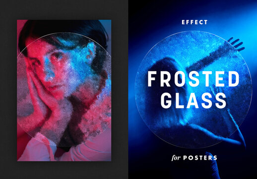 Frosted Glass Poster Photo Effect Mockup