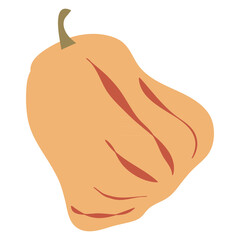 Pumpkin Icon. Cartoon Hand Drawing Sketch Illustration