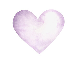 watercolor illustration of a tender lilac heart in a romantic mood for design celebration and postcard