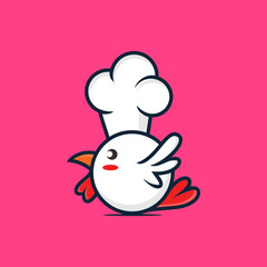 Chicken Chef logo design icon template Vector illustration