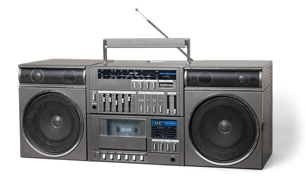 Old retro blaster cassette tape recorder