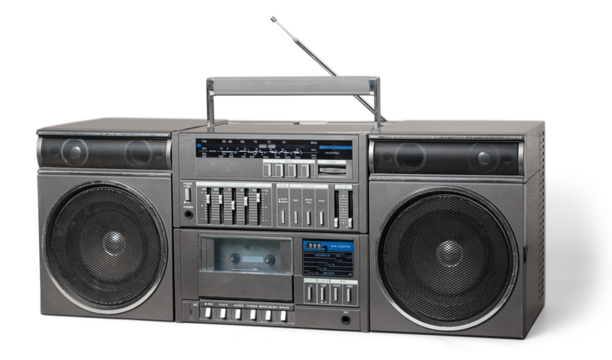 Old retro blaster cassette tape recorder