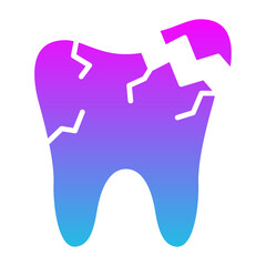 Broken Tooth Glyph Gradient Icon