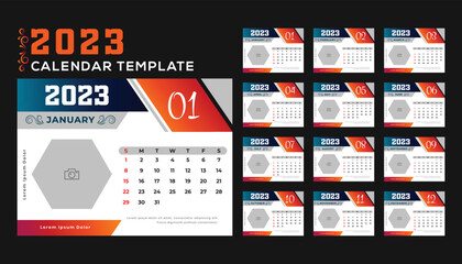 New year calendar in geometric shape style.