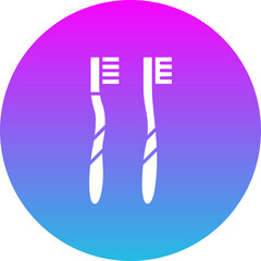 Toothbrushes Gradient Circle Glyph Inverted Icon