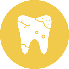 Dental Caries Multicolor Circle Glyph Inverted Icon