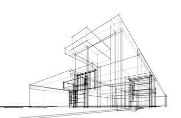 house building sketch architectural 3d illustration © Svitlana