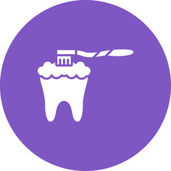 Teeth Brushing Multicolor Circle Glyph Inverted Icon