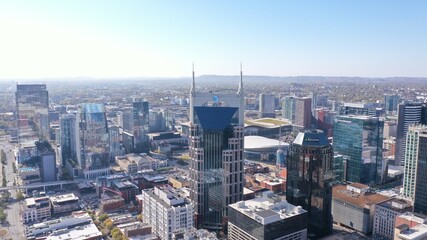 Obraz premium Aerial photo of Downtown Nashville Tennessee