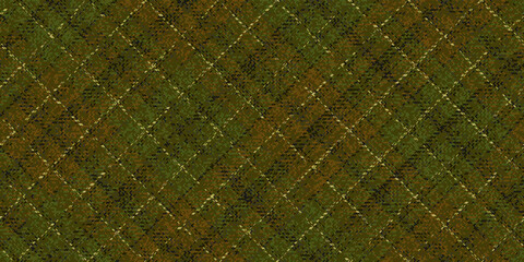 ragged old grungy fabric seamless texture brown green checkered background with black stripes, gold threads for gingham plaid tablecloths shirts tartan clothes dresses bedding blankets costume tweed - 539547183