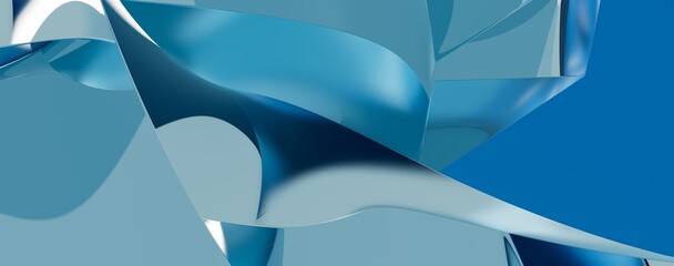 Abstract blue wave on a blue background with interesting light refraction 3d render
