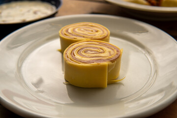 ham and cheese rondelli ready to be made