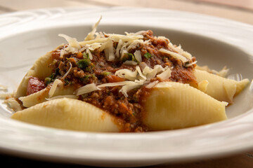 conchiglione with red sauce a very beautiful and tasty italian pasta