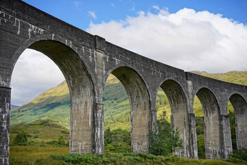 Fototapeta na wymiar The Glenfinnan Viaduct in the Scottish highlands 