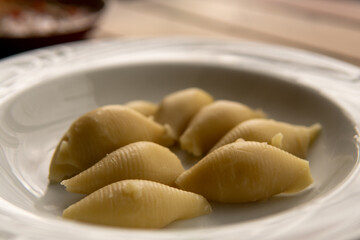 Italian pasta conchiglione without sauce