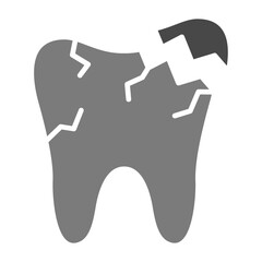 Broken Tooth Greyscale Glyph Icon