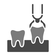 Tooth Extraction Greyscale Glyph Icon
