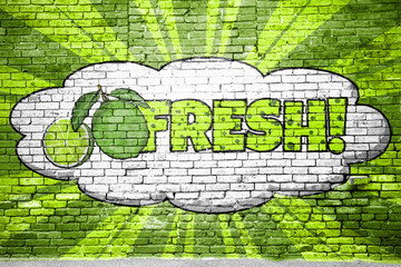 Fresh Comic Style Graffiti Lettering on Brick Wall 