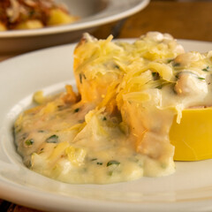 rondelli with creamy white sauce