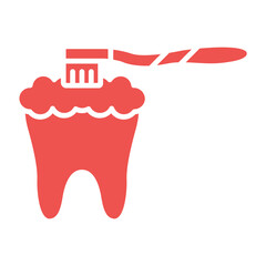 Teeth Brushing Multicolor Glyph Icon