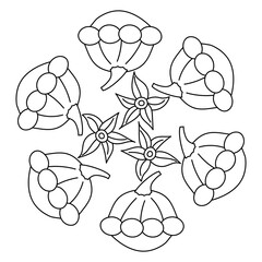 Bush pumpkin coloring page for kid. Simple vector mandala