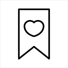 Bookmark with heart icon design, on white background, vector illustration.