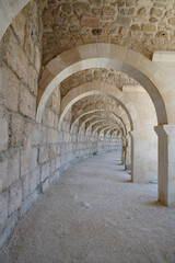 Corridor in Theatre of Aspendos Ancient City in Antalya, Turkiye