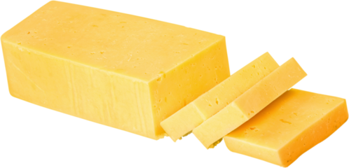 Bar of Cheddar Cheese and Slices - Isolated