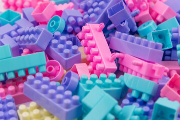 Close-Up of pastel colored toy blocks