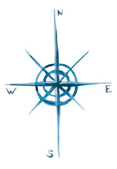 Watercolor compass illustration. Travel design. Adventure themed clipart. © Victoria