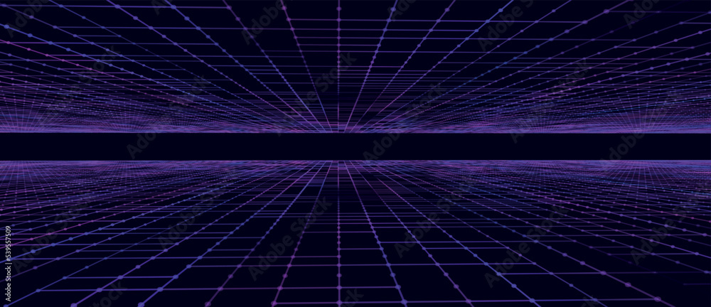 Poster digital technology background. big data visualization. dynamic field of glowing particles. abstract 