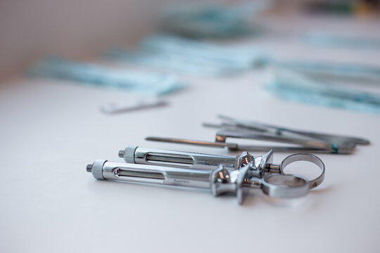 closeup of  dentist dental clinic tools in consultory