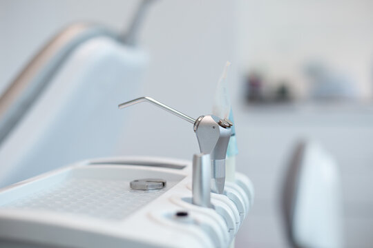 closeup of  dentist dental clinic tools in consultory