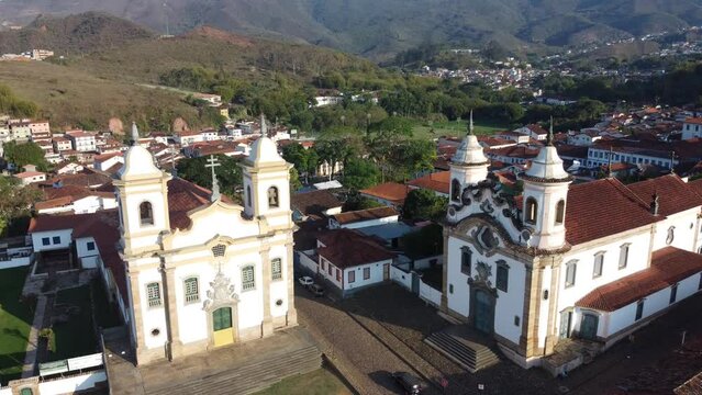 City Mariana in a Brazilian state Minas Gerais and its municipality from air