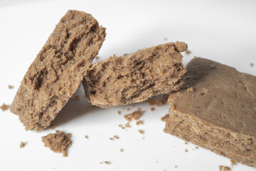 Sunflower halva isolated on white background.