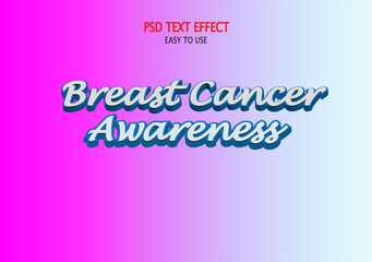 Breast Cancer Awareness Text Effect Banner Design With Pink Color Background , Text Effect Banner Design For Media Channel Poster.