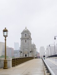 A sidewalk of the Longfellow Bridge connecting Boston and Cambridge in Massachusetts, United States