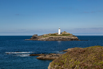 Fototapeta na wymiar Godrevy Lighthouse on a Sunny September Day