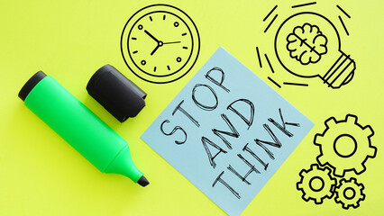 Stop and think is shown using the text
