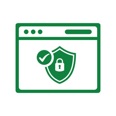 Safe, secured page, ssl icon. Green vector sketch.