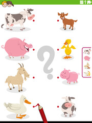 match cartoon farm animals and their babies educational game